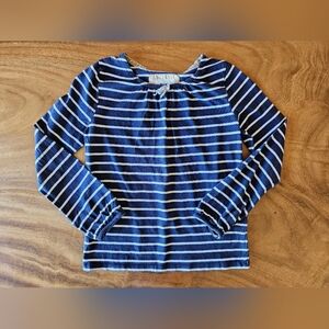 Mini Boden Navy and White Striped Long Sleeve Tee Girls Youth Size 7-8